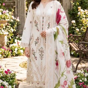 Luxury Eid Stitched 3-Piece Suit With Organza Dupatta (Stitched)