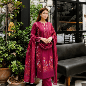 Luxury Eid Stitched 3-Piece Suit With Organza Dupatta (Stitched)