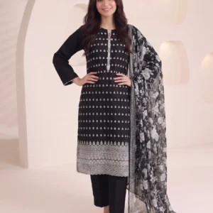 Summer Special Chicken Kari Lawn 3-Piece Suit - Semi-Stitched/Stitched (L, XL)