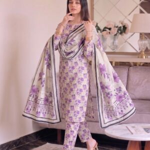 Premium Mustard Floral All-Over Digital Printed Lawn - 3 Piece Unstitched Suit
