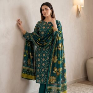 Premium Mustard Floral All-Over Digital Printed Lawn - 3 Piece Unstitched Suit